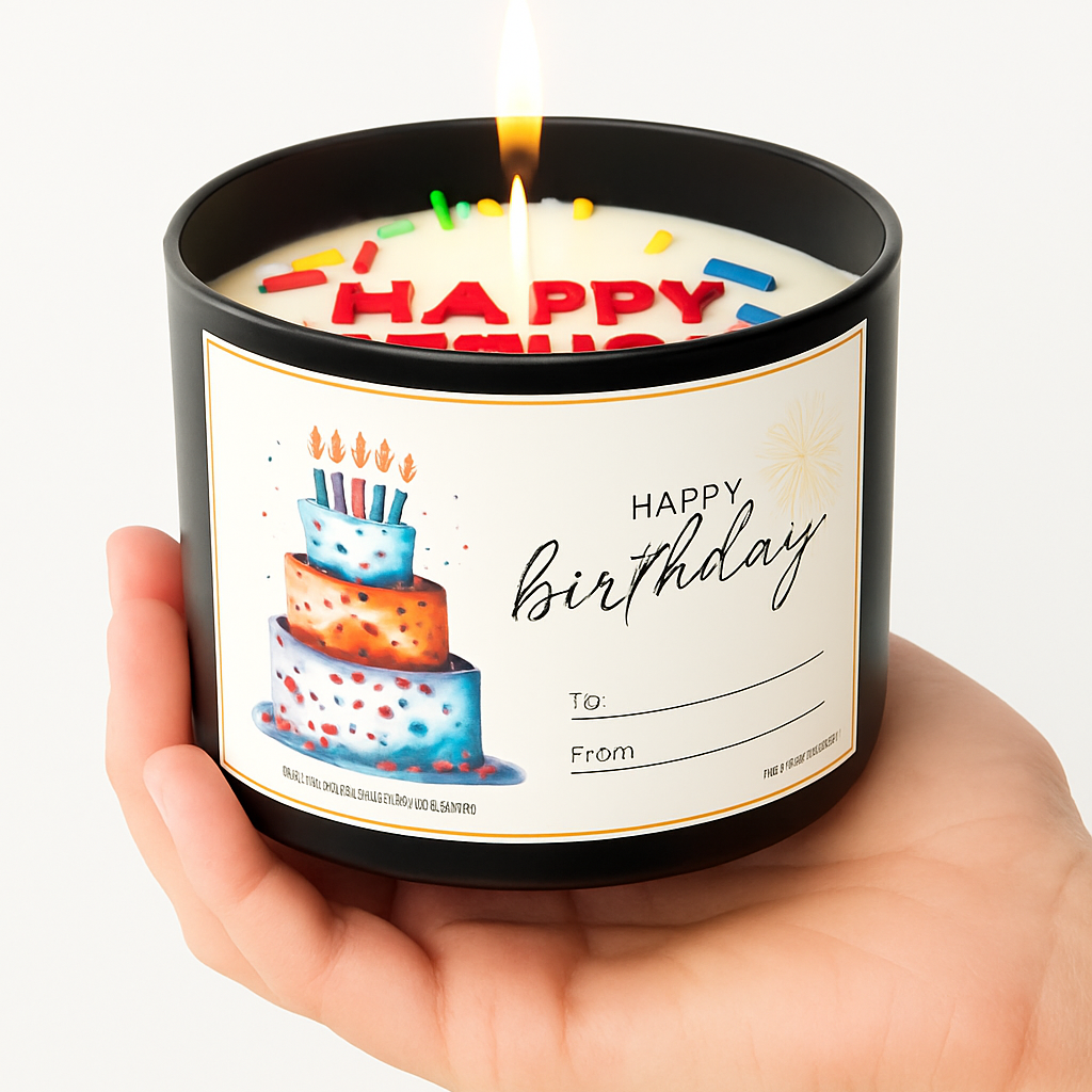 Personalized Happy Birthday Candle – Custom Scent & Message