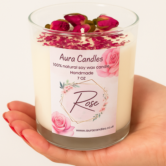 Hand-poured Soy Wax Rose Candle
