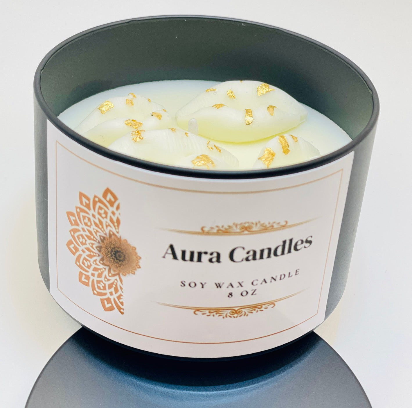 Hand-Poured Soy Wax Scented Candle decorated with lip shape