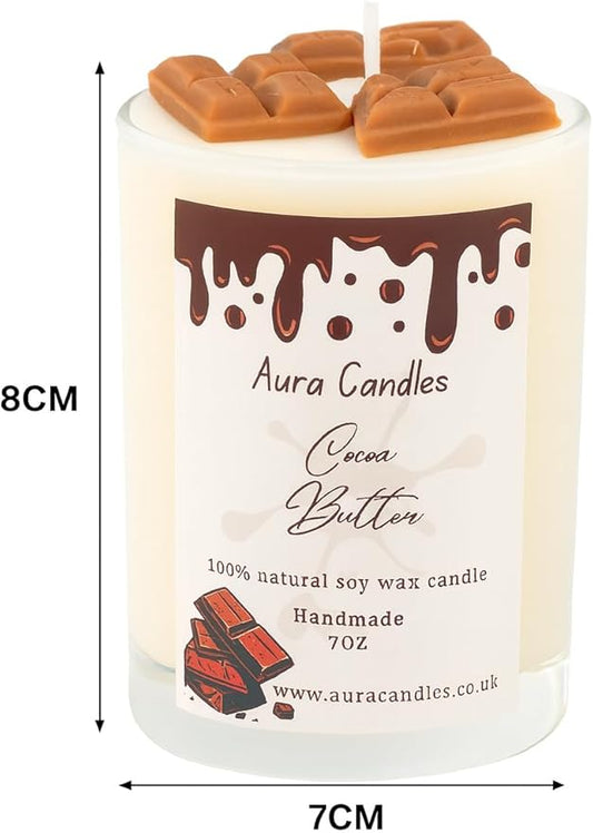 Hand-poured Soy Wax Cocoa Butter Chocolate Decorated Candle