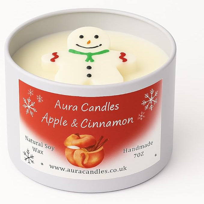 Hand-poured soy wax Apple & Cinnamon Gingerbread Decorated Candle
