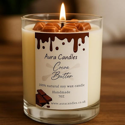 Hand-poured Soy Wax Cocoa Butter Chocolate Decorated Candle