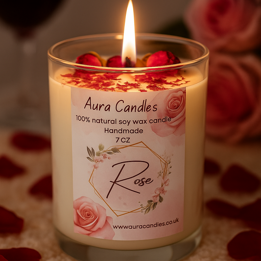 Hand-poured Soy Wax Rose Candle