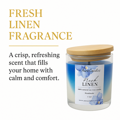 Hand-poured Soy Wax Fresh Linen Candle