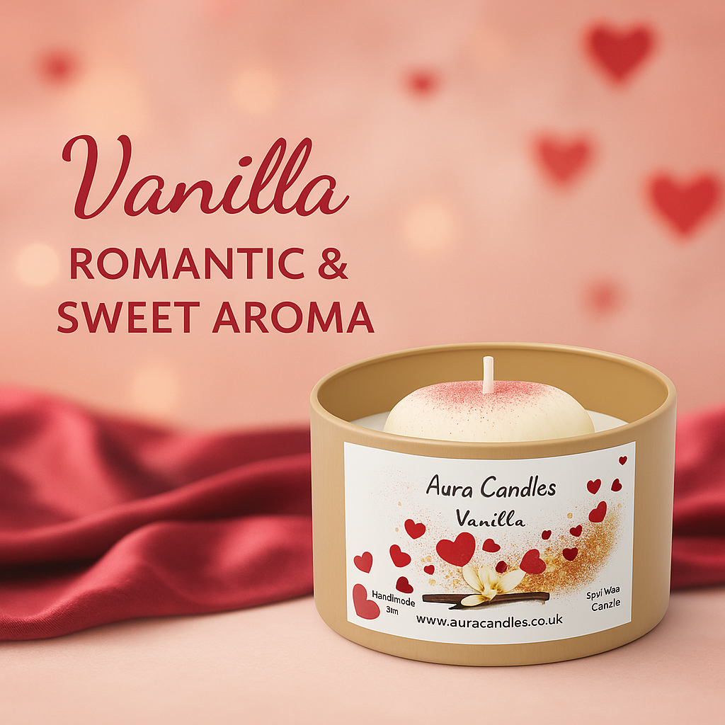 Hand-poured Soy Wax Heart Vanilla Candle