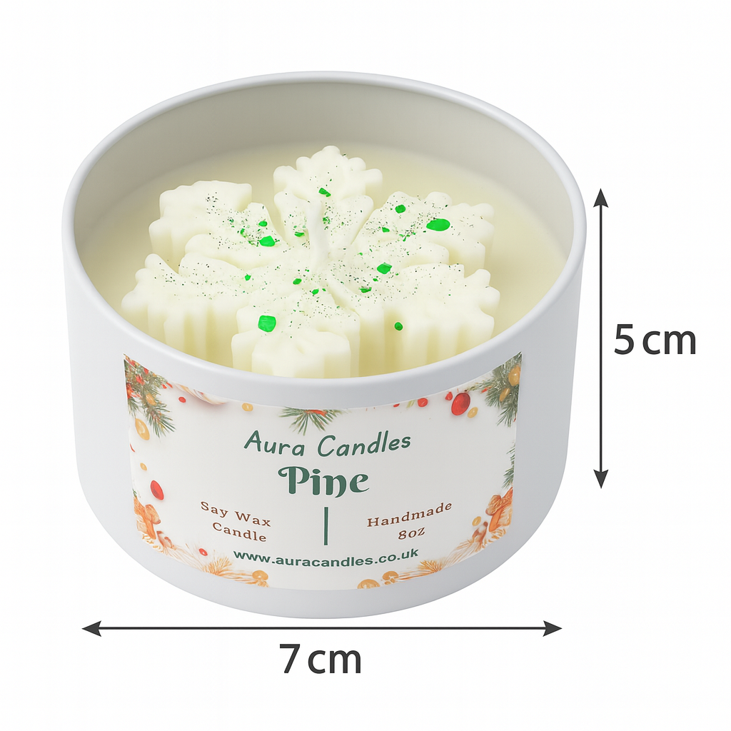 Hand-poured Soy Wax Snowflake Pine Candle