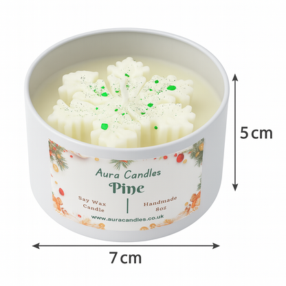 Hand-poured Soy Wax Snowflake Pine Candle