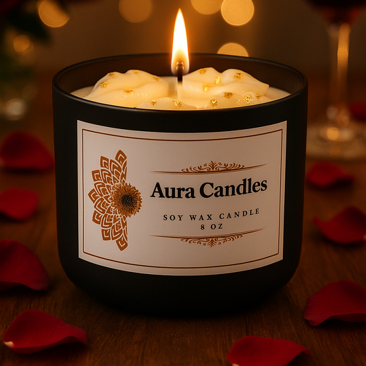 Hand-Poured Soy Wax Scented Candle decorated with lip shape