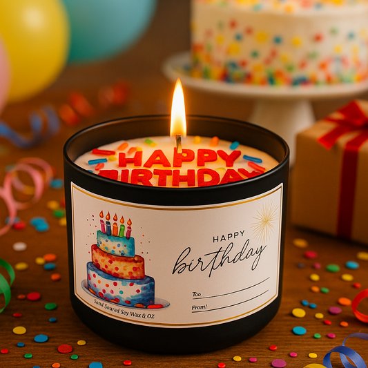 Personalized Happy Birthday Candle – Custom Scent & Message