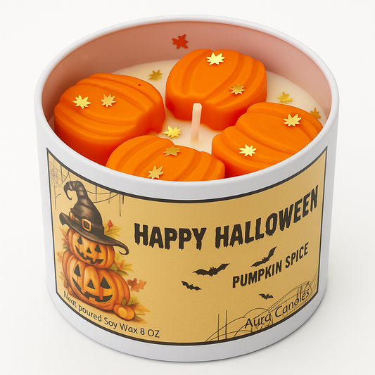 Hand-poured Soy Wax Candle - Pumpkin Spice Halloween Candle